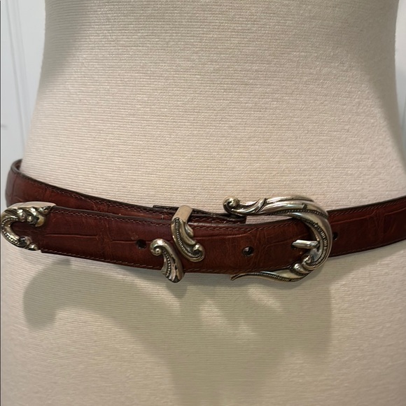 Vintage 90’s Brighton Leather Swirl Buckle Belt Size M - Picture 1 of 4